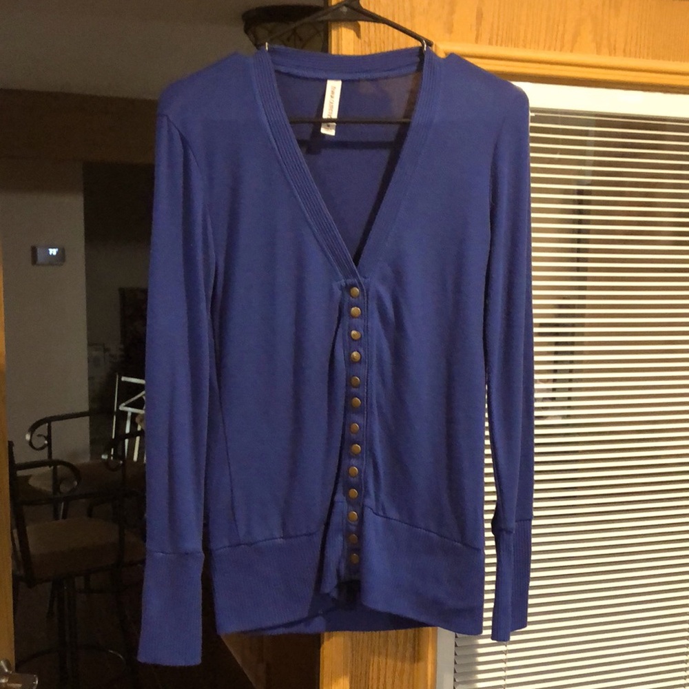 Dark blue snap up cardigan